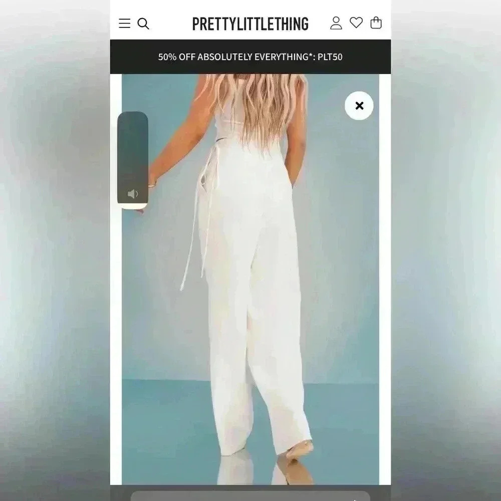Pretty little thing, satin asymmetric tie waist tailored trousers 6 - Picture 6 of 8